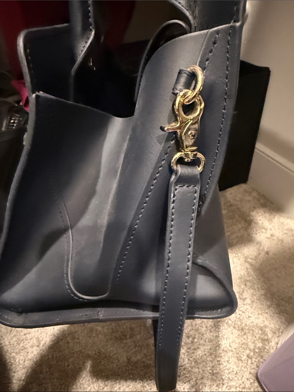 Zac Posen Floral-Appliqué Top Handle Satchel in Navy - Picture 3 of 6